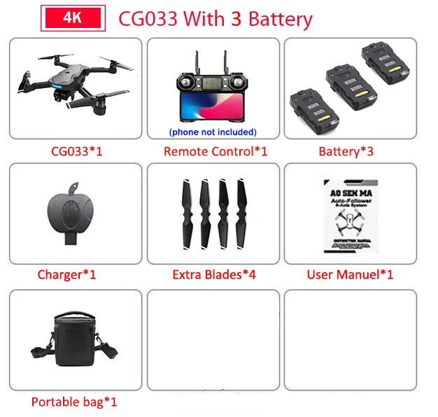 CG033 бесщеточный FPV Квадрокоптер с 4K UHD Wifi Gimbal камера RC вертолет складной Дрон gps Дрон детский подарок VS F11 ZEN K1 - Цвет: 3b BAG