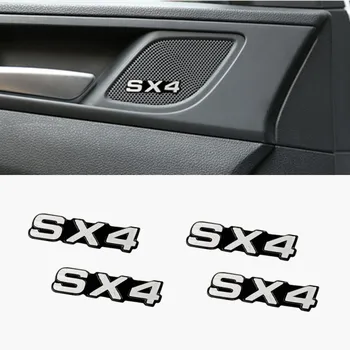 

4pcs 3D aluminum speaker stereo speaker badge emblem Sticker for Suzuki SX4 S-cross Accessories Car Styling