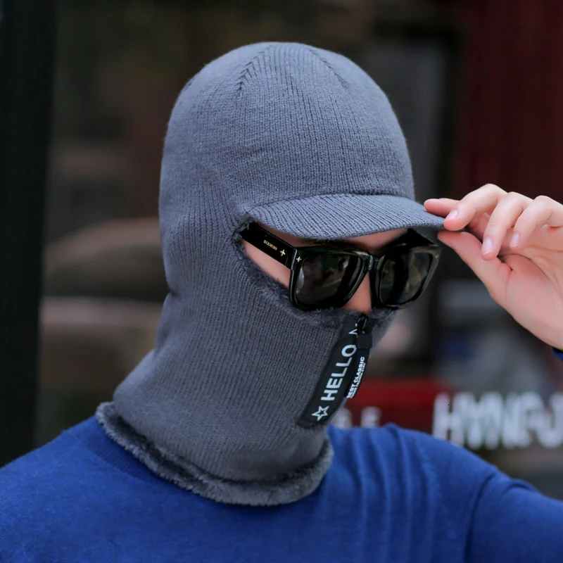 Новинка, Балаклава, зимняя, женская, мужская, Skullies, шерстяная, Вязанная, Балаклава, шапка, маска ниндзя, теплый плюшевый Карманный головной убор, унисекс, снежная шапка