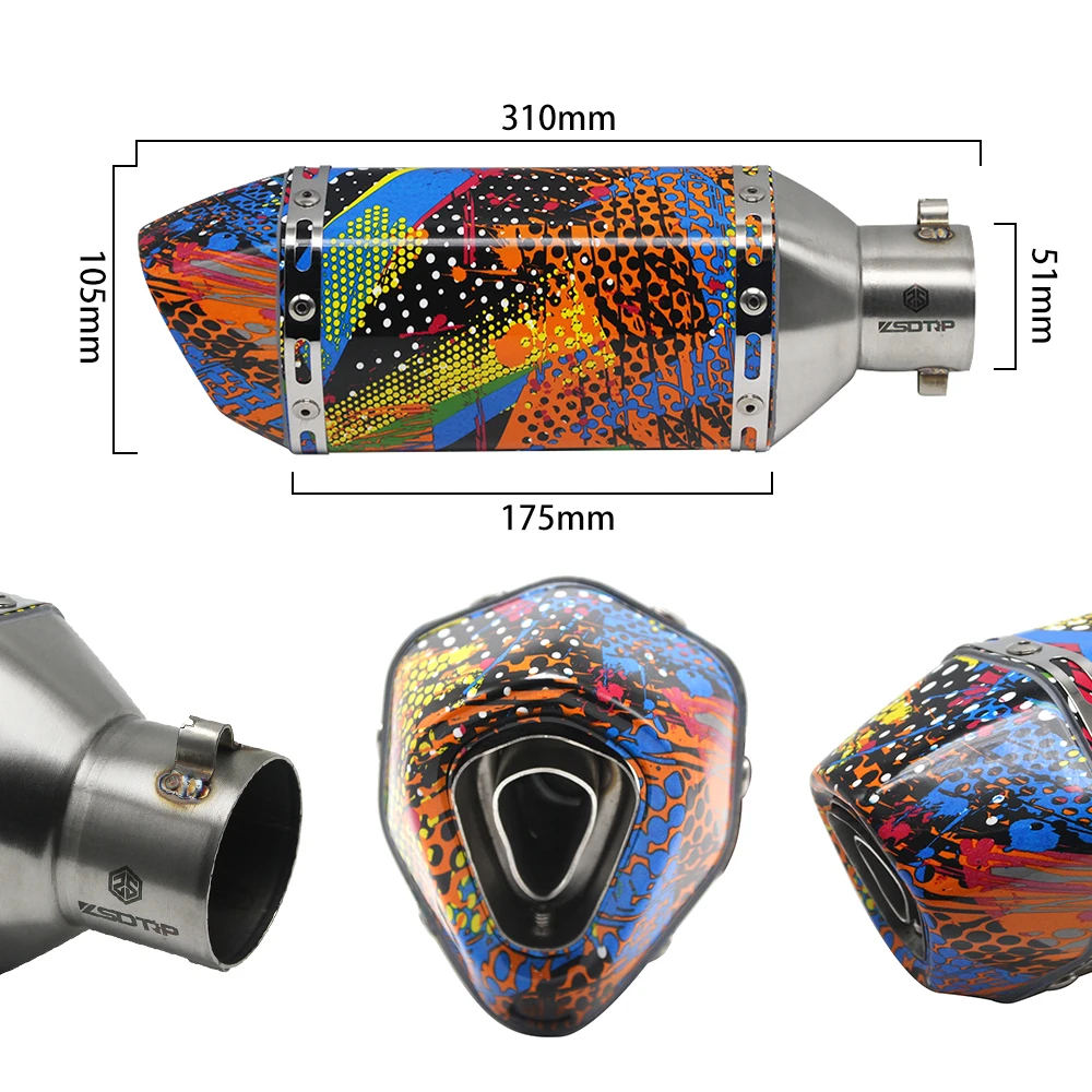 ZSDTRP универсальный мотоцикл Akrapovic выхлопной Мотокросс глушитель выхлопной системы для FZ6 CBR250 CB600 MT07 ATV Грязь велосипед ямы - Цвет: P 07