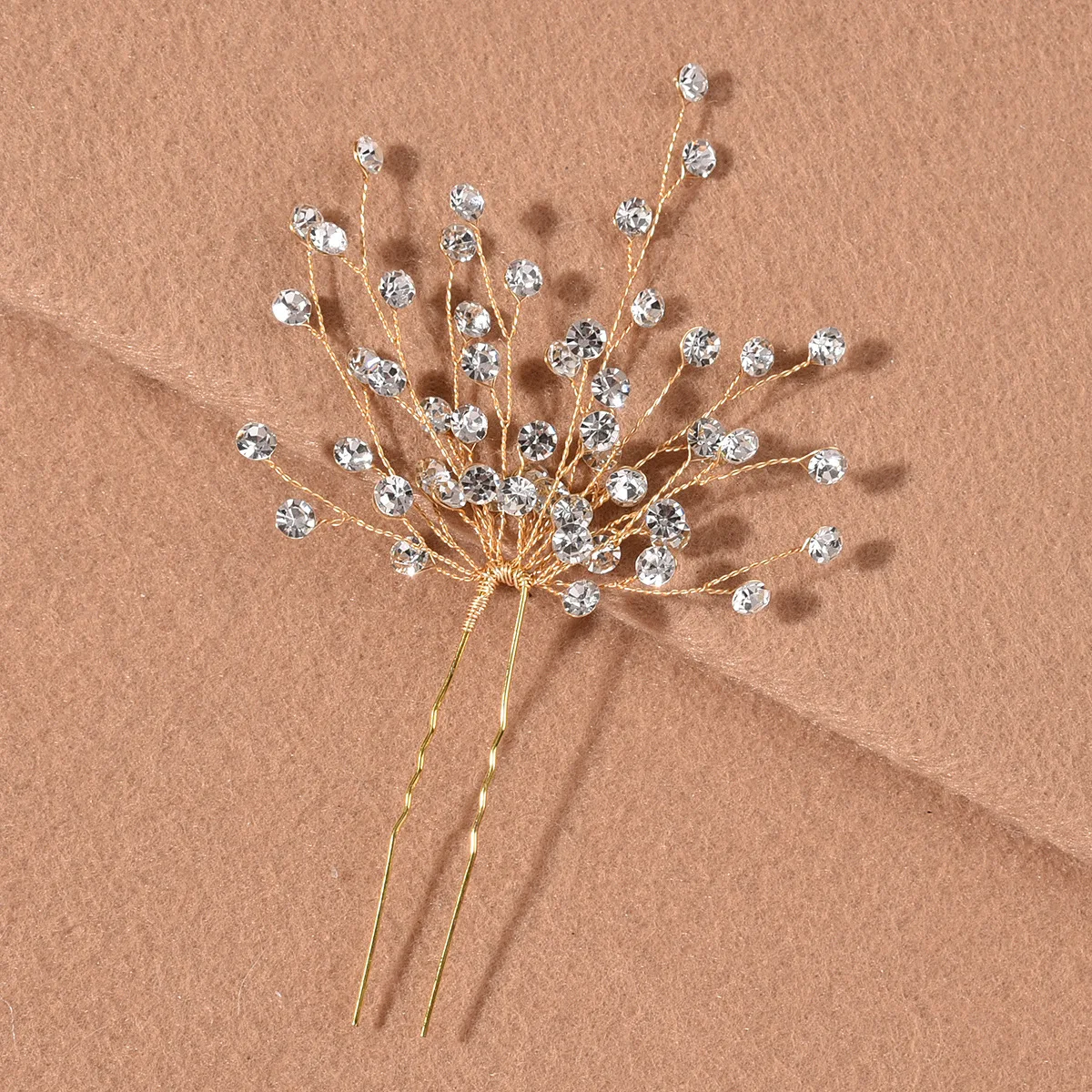 Golden Diamond Hairpin Headdress Comb Back Comb Hair Accessories Bridal Wedding Hair Decoration LL@17