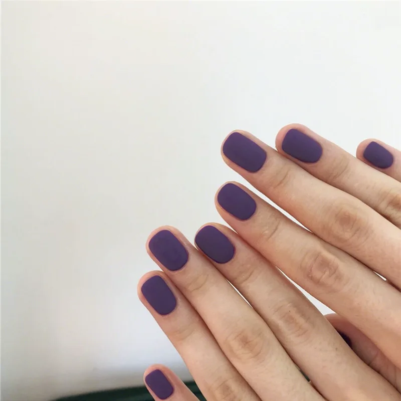 24 шт накладные ногти темно-фиолетовый матовый Ins искусственный Французский несколько цветов заостренный Свадебный накладные ногти самоклеющиеся наклейки
