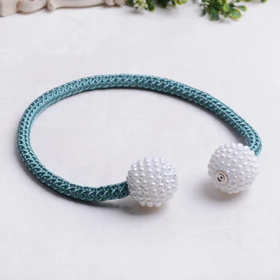Blue green Qgvish 1 шт., магнитные подхваты для штор с жемчужными бусинами, подвешивающие ремни для штор, держатель для штор, пряжки, застежка, зажимы, Аксессуары для штор, Декор - Цвет: Blue green