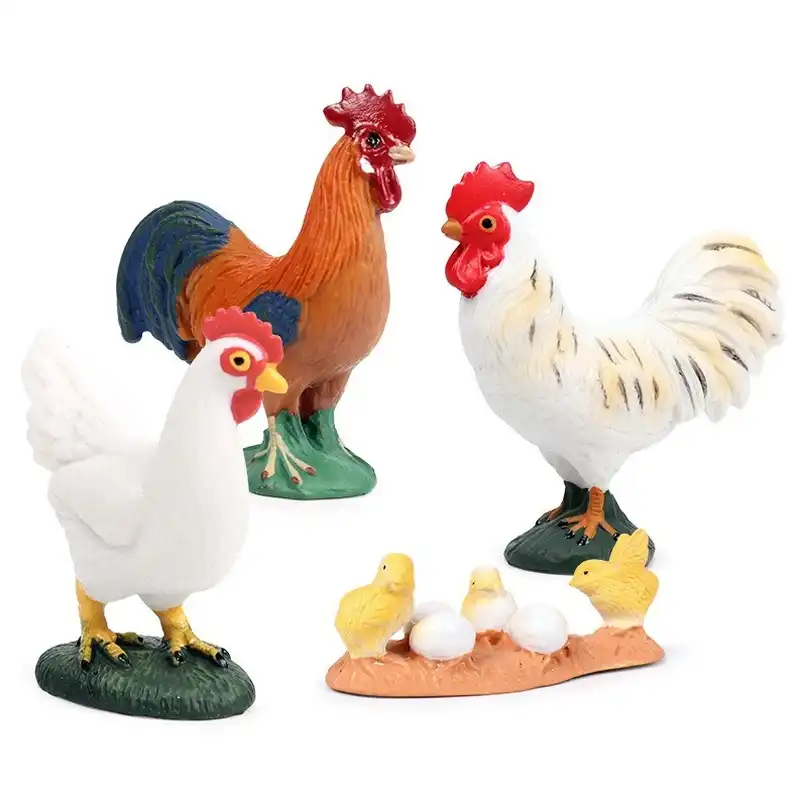 Realista modelo de aves animais fazenda brinquedo galinha pato ganso série galo pintos galinha figura brinquedos educativos para crianças