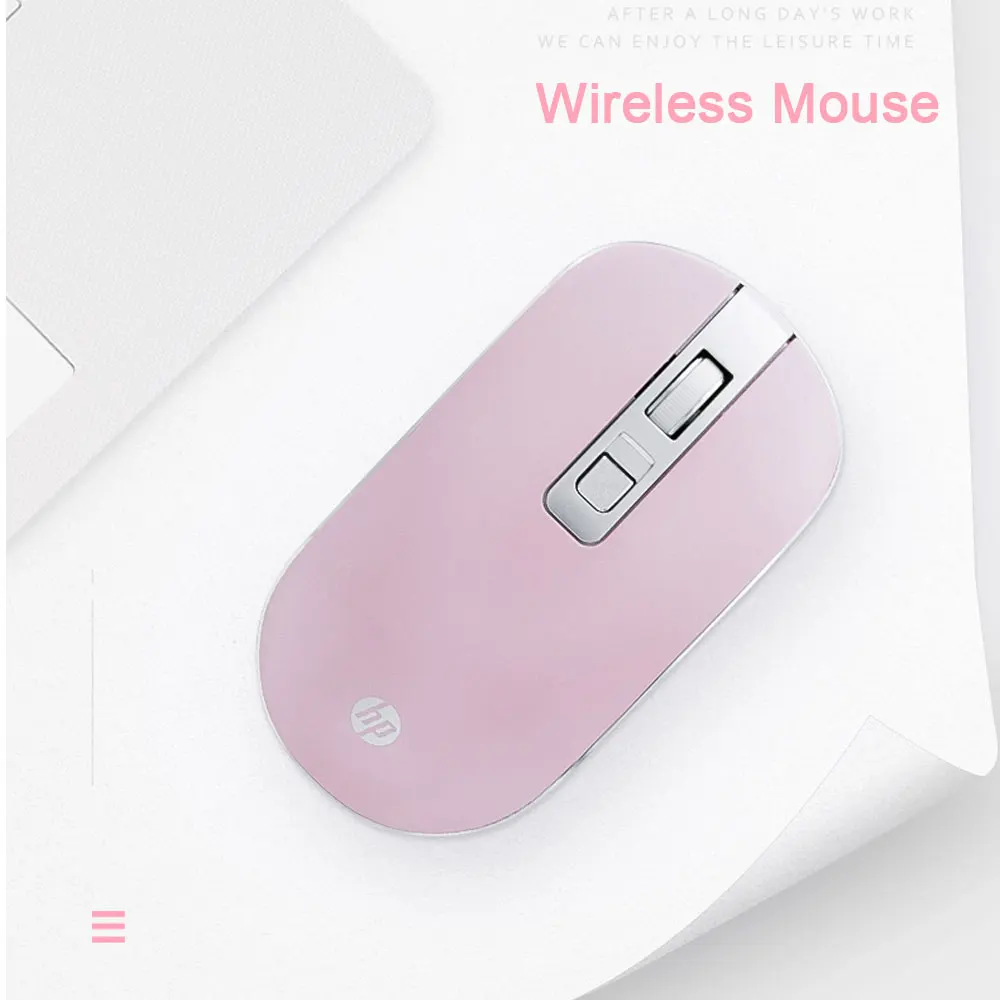 Розовая Беспроводная Бесшумная Мышь HP Kawaii милая облегающая мышь для девочек 1600