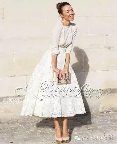 

Dk277 WOMEN'S Dress Spring Fashion Lace Skirt Korean-style Lace Medium-length Pleated Skirt Women's, White Versatile