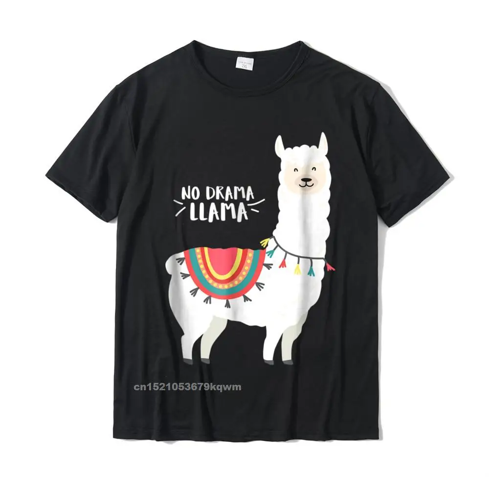 Printed T-shirts New Design Crew Neck Personalized 100% Cotton Fabric Mens Tops Shirt comfortable Short Sleeve T Shirt Cute quot No Drama Llama quot tshirt__4467 black