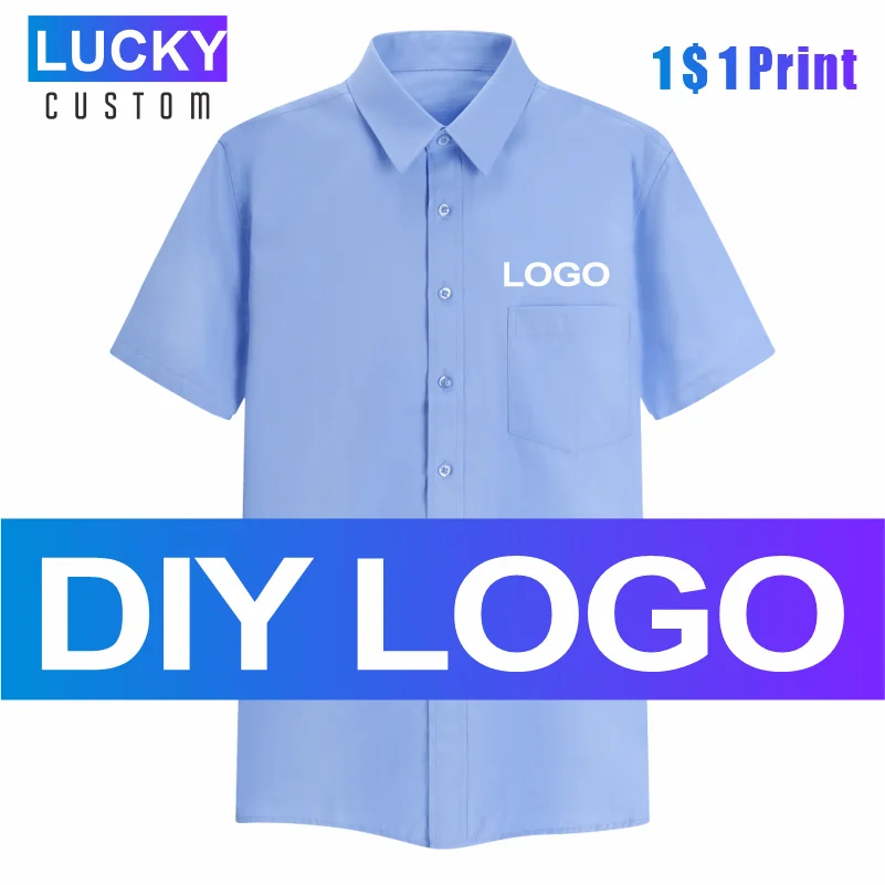 LUCKY 2020 new business shirt personality group custom embroidered men and women shirts high quality short sleeve long sleeve