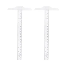 2 pces 30cm t quadrado dupla escala lateral ferramenta de medição de plástico t forma régua para elaboração e layout geral trabalho (polegadas, cm)