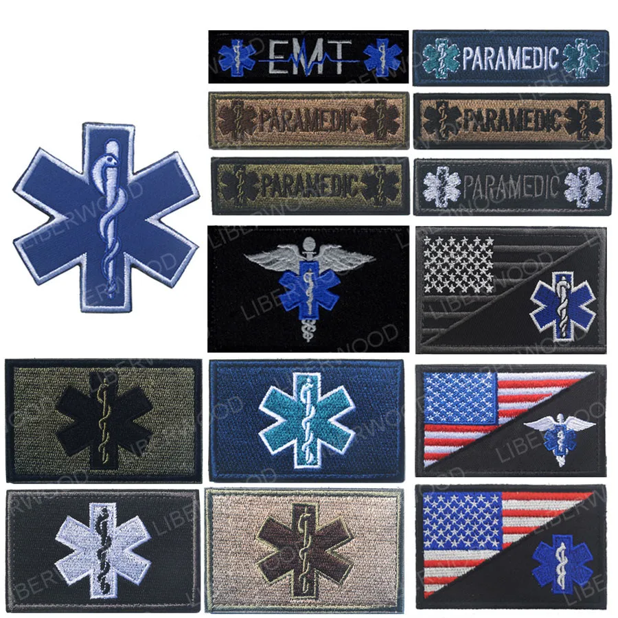 Фельдшер EMT сердцебиение EMS звезда жизни Флаг США аварийный спасательный патч SAR средний медицинский пластырь значок аппликации