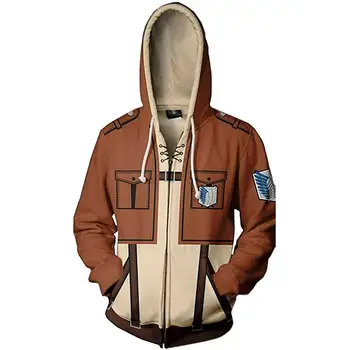 

2019 Men Hooded Attack On Titan -Survey Corps 3d Printed Hoodies Casual Tracksuit Casual Zipper Hoodies Hip Hop Tops