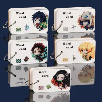 

Demon Slayer Mini Loose-leaf Notebook Cute Ring Buckle Blank Word Book Card Tearable Notepads Stationery Gift