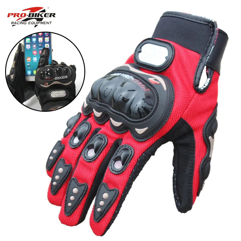 Мотоциклетные перчатки про-мотоциклист полный палец перчатки водонепроницаемые ветрозащитные перчатки для мотокросса велосипедные перчатки с сенсорным экраном перчатки - Цвет: Red