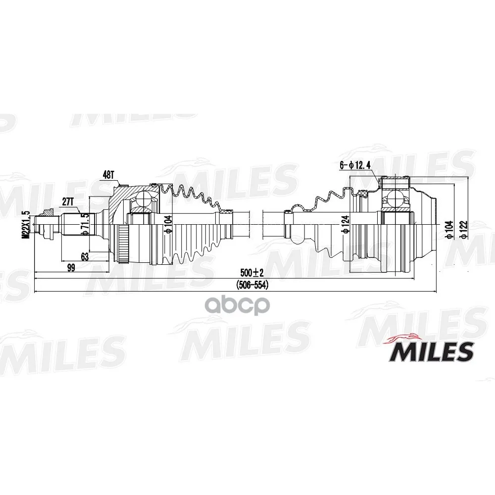 Привод В Сборе Mb Vito W638 2.2cdi 99-03 Пер.Лев./Прав. Abs Miles Gc00076 Miles арт. GC00076