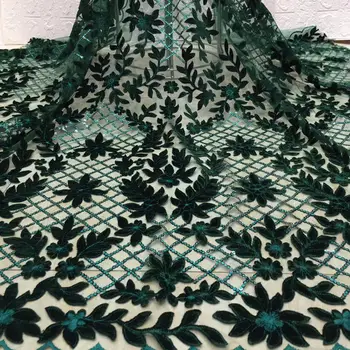 

FolaSade Luxury African Velvet Lace Fabric Fashion Sequins Embroidered Tulle French Lace Fabric For Party Dress Wo319