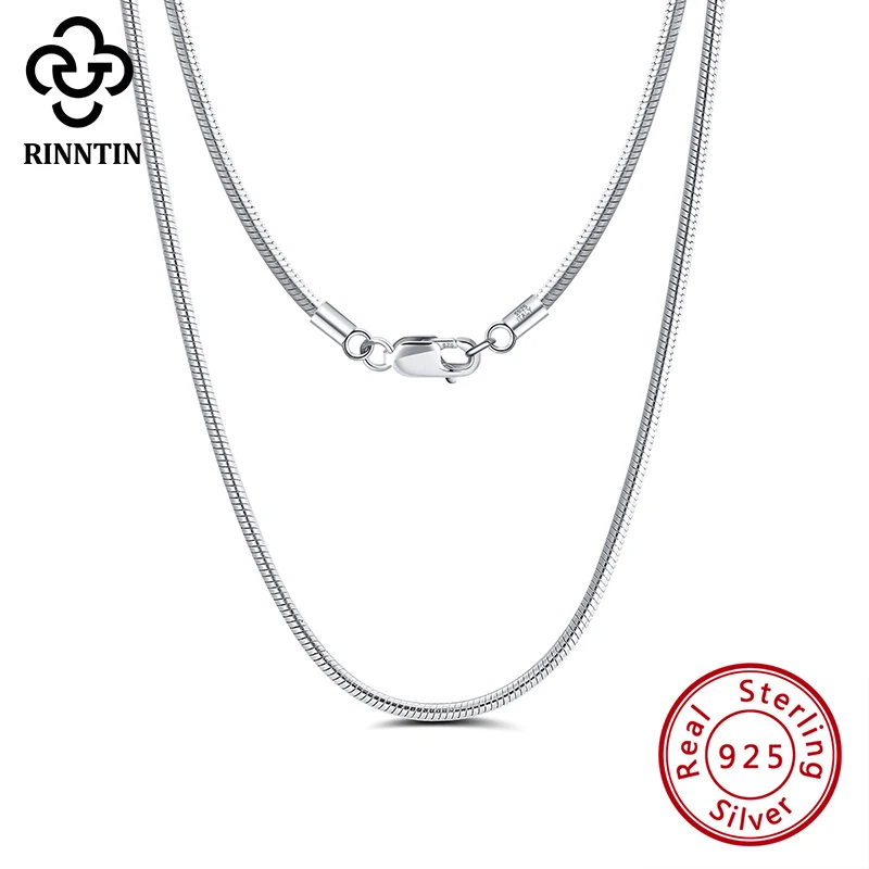 Rinntin S925 серебро 2 0 мм Круглая змея цепь для женщин мужчин толстое ожерелье кулона