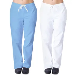 Plus Size Nurse Uniform Flare Leg Pant With Pocket Ladies Loose Work Clothes Summer Women Pants Solid Clinic Uniforms A50
