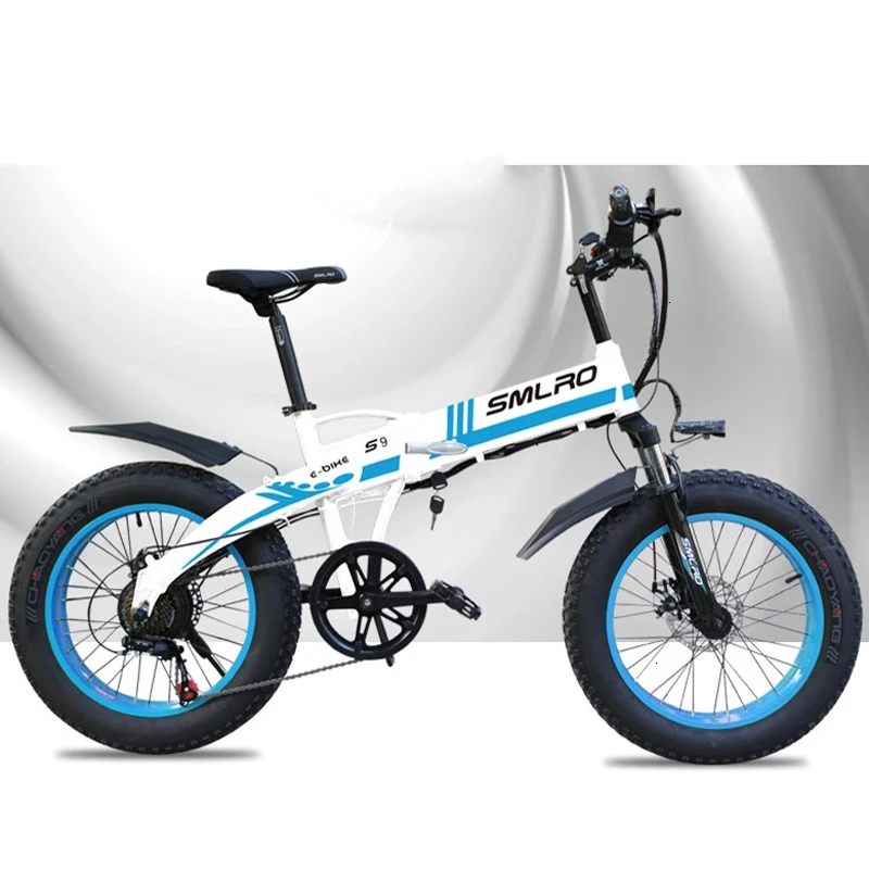 

You can customize SMLRO 36V 10AH 350W beach snowflake beach double disk brake folding bicycle electric ebick