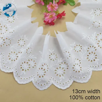 

13cm wide 100% Cotton embroidery lace sewing ribbon guipure trim wedding decoration DIY dolls colthes Accessories lace #4190