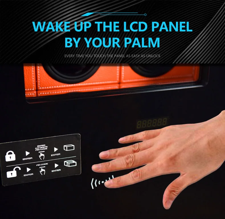 Custom Luxury Biometric Watch Winder Safe Box with 6, 9, or 12 Automatic Watch Rotating... - SKU LAWW1107 - UGI Packaging