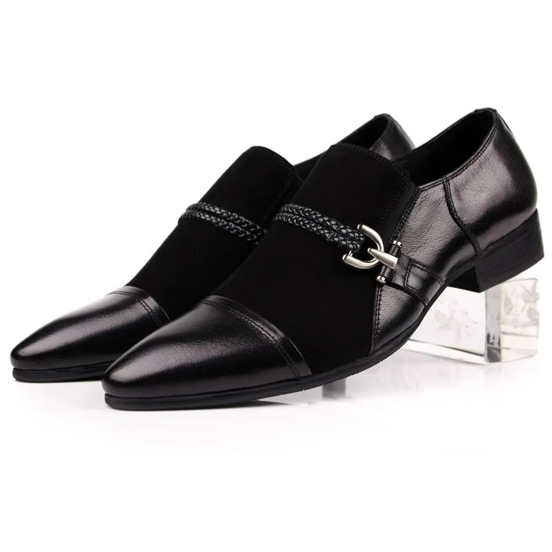 

New Style Cowhide Leather Shoes Men's Business Formal Wear Leather Shoes Cowhide Make Pointed-Toe Chic Style Going to Work Leath