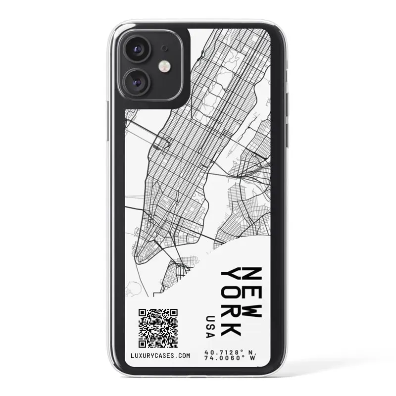 Ins эксклюзивный чехол для телефона с картой города для iPhone 11Pro Max 6 7 8 Plus X XR XS Max Sketch Letter Прозрачный мягкий силиконовый чехол s - Цвет: NEW YORK