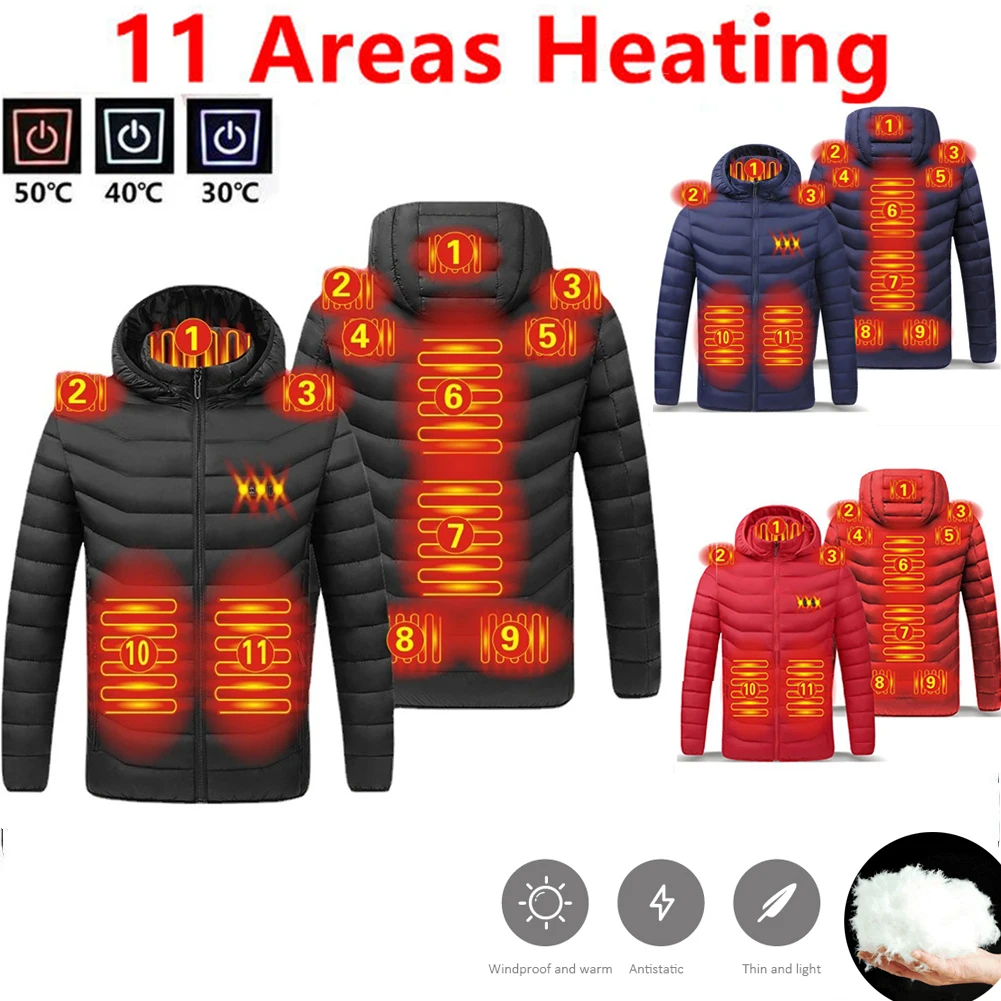 Men 11 Areas Heated Jacket Usb Winter Outdoor Electric Heating Jackets