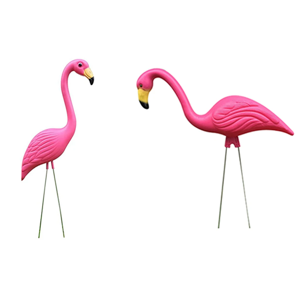 2 Pieces Retro Pink Flamingo Garden Stakes Outdoor Statues Ornaments Plastic Gardening Art Christmas Whimsical Gifts