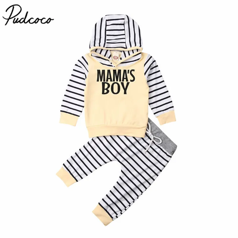 

2019 Baby Spring Autumn Clothing Toddler Kids Baby Boy Tracksuit Pullover Top+Pants Casual Clothes Striped Outfits Set 0-24M