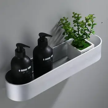 

Wall Mounted Rack Adhesive Tooth Cup Bottle Brush Carrier Shelf Cosmetic Container Aluminum Bathroom Kitchen Holder Supplies