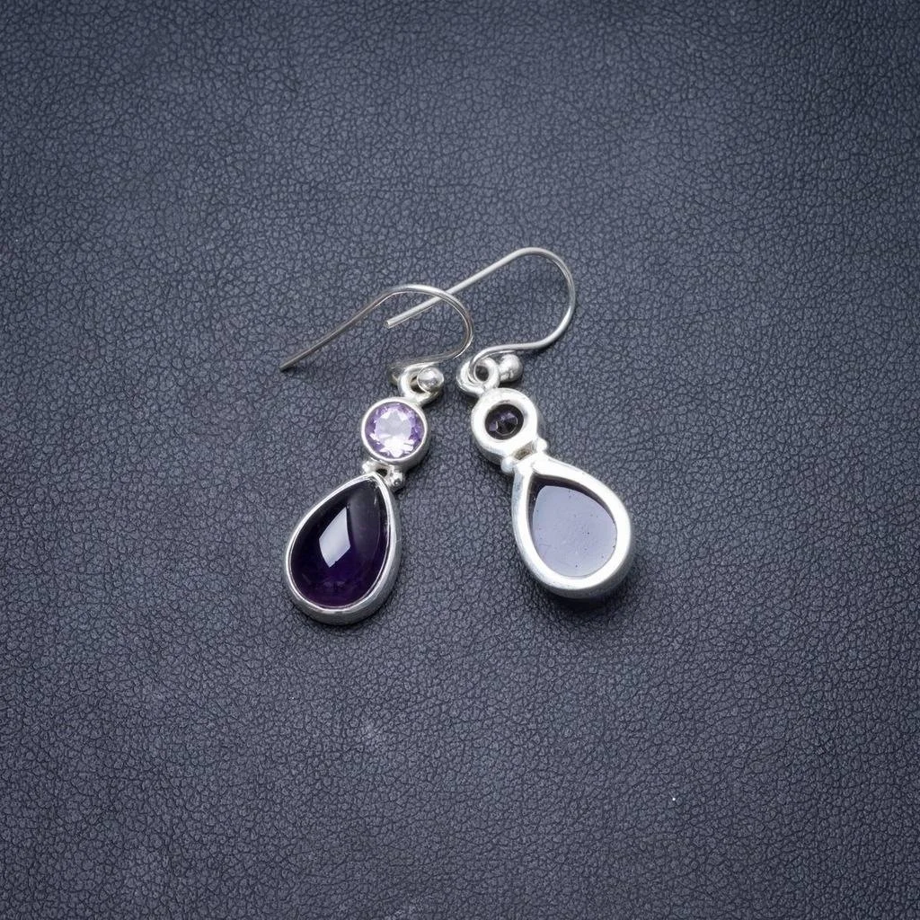 

Natural Amethyst Handmade Unique 925 Sterling Silver Earrings 1.25" Y3649