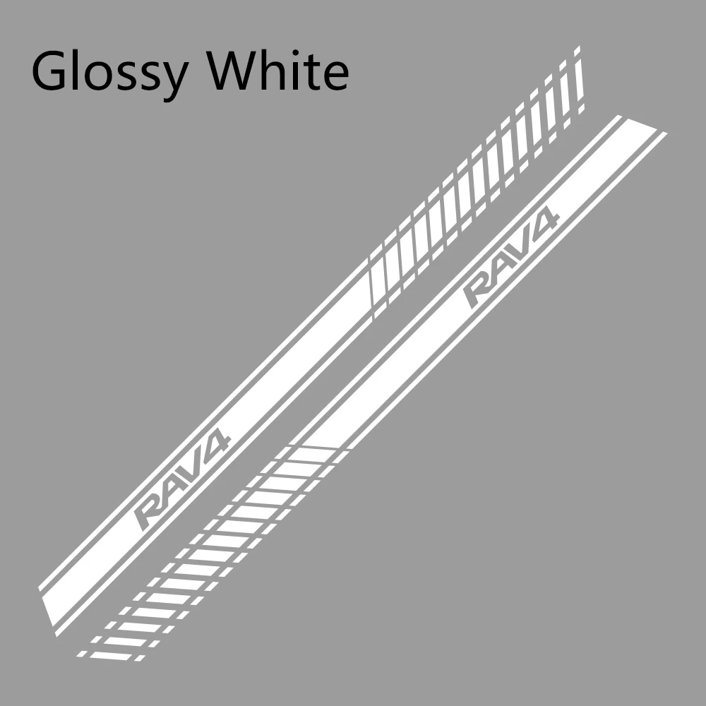 Glossy White 2 шт. наклейки для автомобиля с боковыми полосками для Toyota RAV4 Авто Виниловая пленка наклейки DIY Украшение для стайлинга автомобиля аксессуары для тюнинга автомобиля - Название цвета: Glossy White