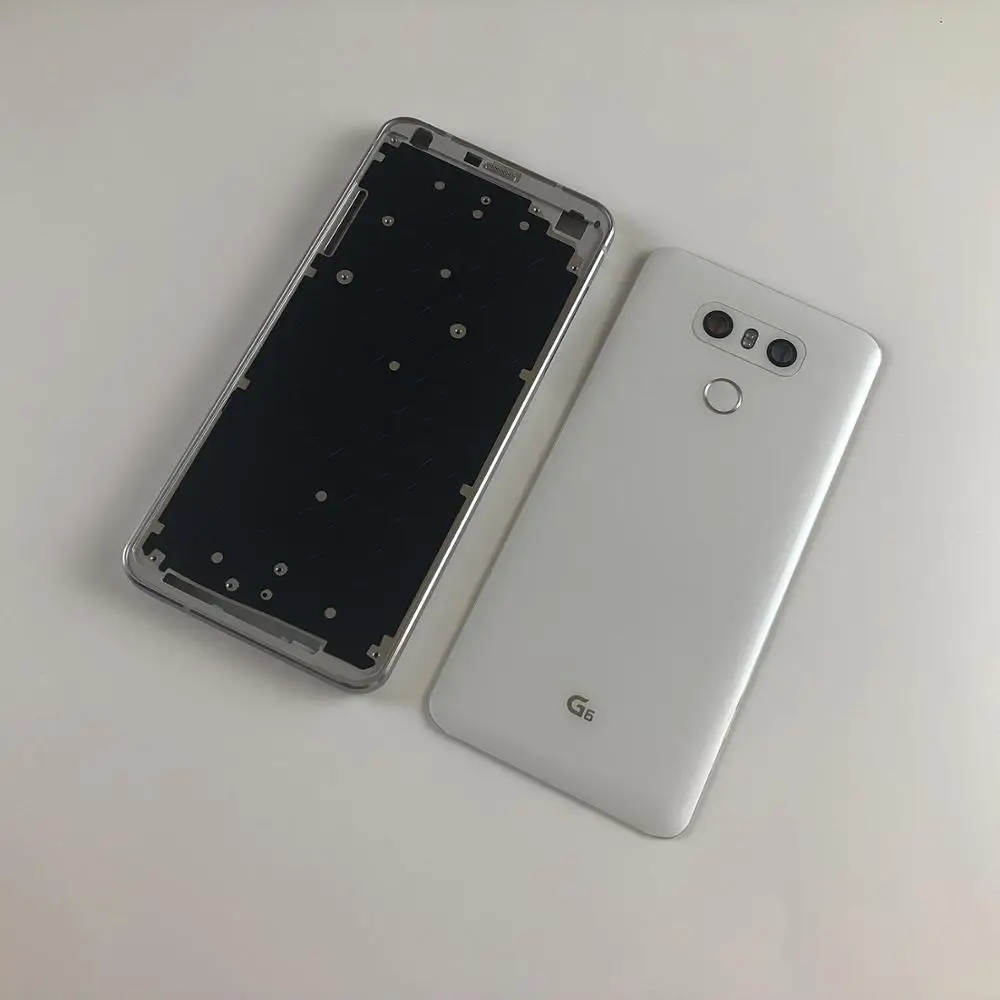 Для LG G6 LS993 US997 VS998 H870 H871 H872 H873 корпус металлическая средняя рамка+ стеклянная Задняя крышка батареи+ стекло для объектива камеры Touch ID