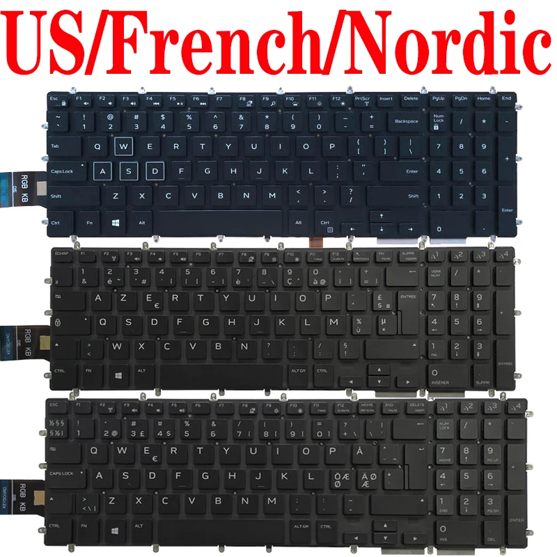 Teclado de Laptop us fr Francês nr Nórdico Compatível com Computadores Dell Alw17m M15 Alw15m r1 P79f P79f001 com Luz de Fundo