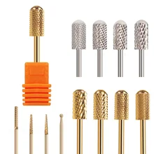 RIKONKA Golden Carbide Nail Drill Bits Manicure Machine Accessory Ceramic Milling Cutters For Manicure Electric Dill Nail Files