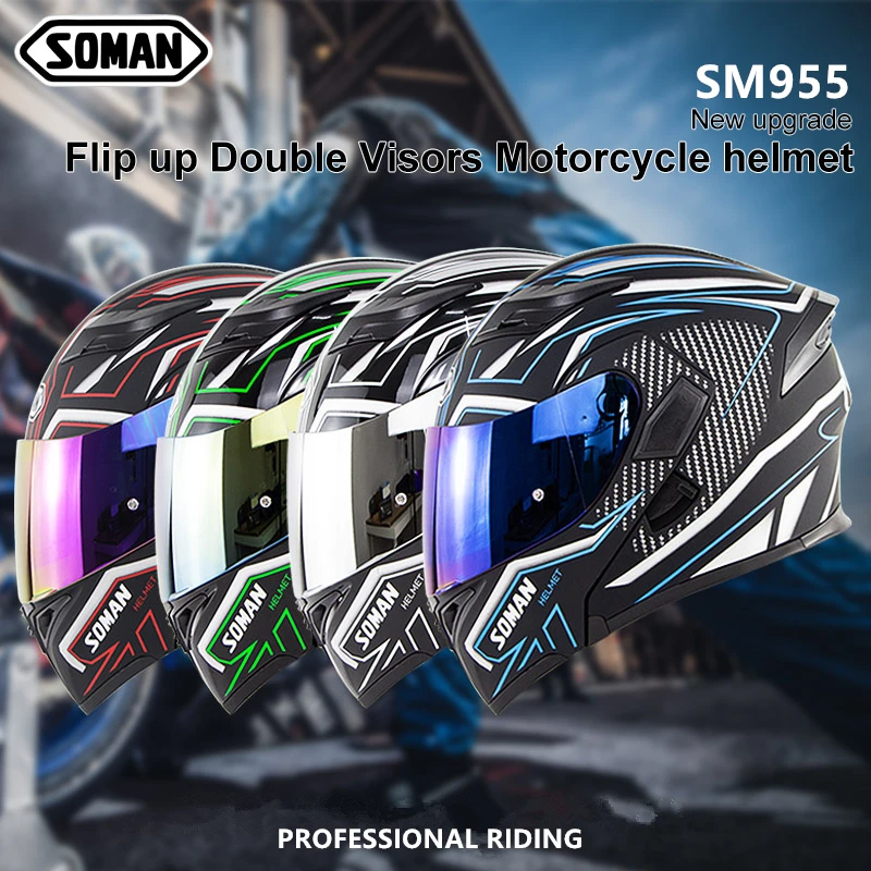 Soman Fullface шлем Bluetooth гарнитура Casco Abs Capacetes Para Moto двойной козырек Capacete мотоциклетные