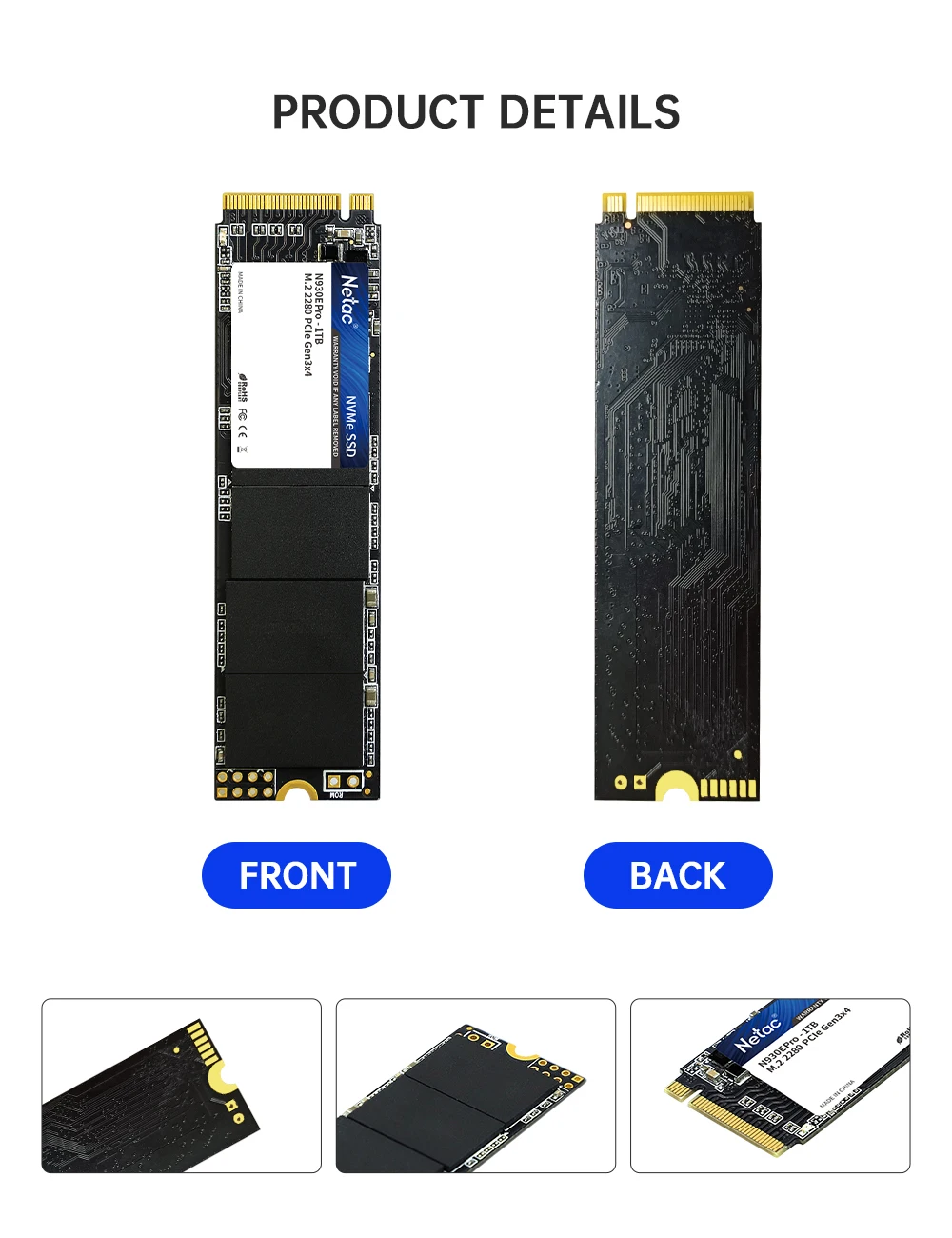 Netac M.2 SSD 512GB PCIe NVMe Unidade de Estado Sólido para