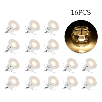 

16PCS 0.6W High Bright Recessed LED Deck Light Water Resistance IP67 Outdoor Landscape LED Lighting for Stair Patio Garden