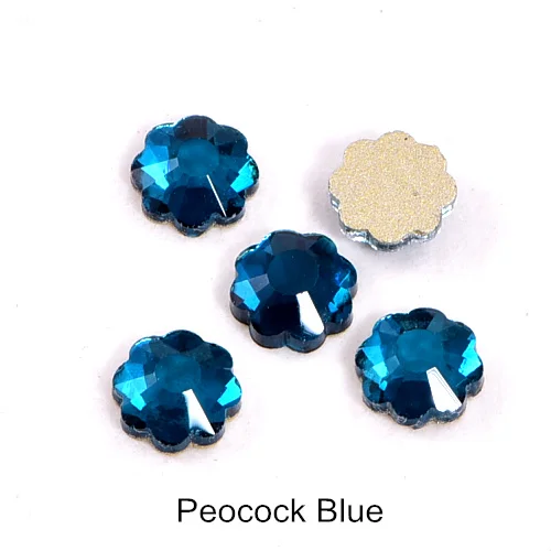 Peocock Blue 20 шт 6 мм в форме цветка K9 не горячая фиксация стразы с плоской задней стороной для дизайна ногтей Стразы из стекла со стразами для украшения ногтей B1339 - Цвет: Peocock Blue