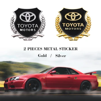 

2Pcs 3D Metal Car Sticker Badge Case For Toyota corolla camry 40 50 2007 2008 2009 2018 Car Styling Accessories