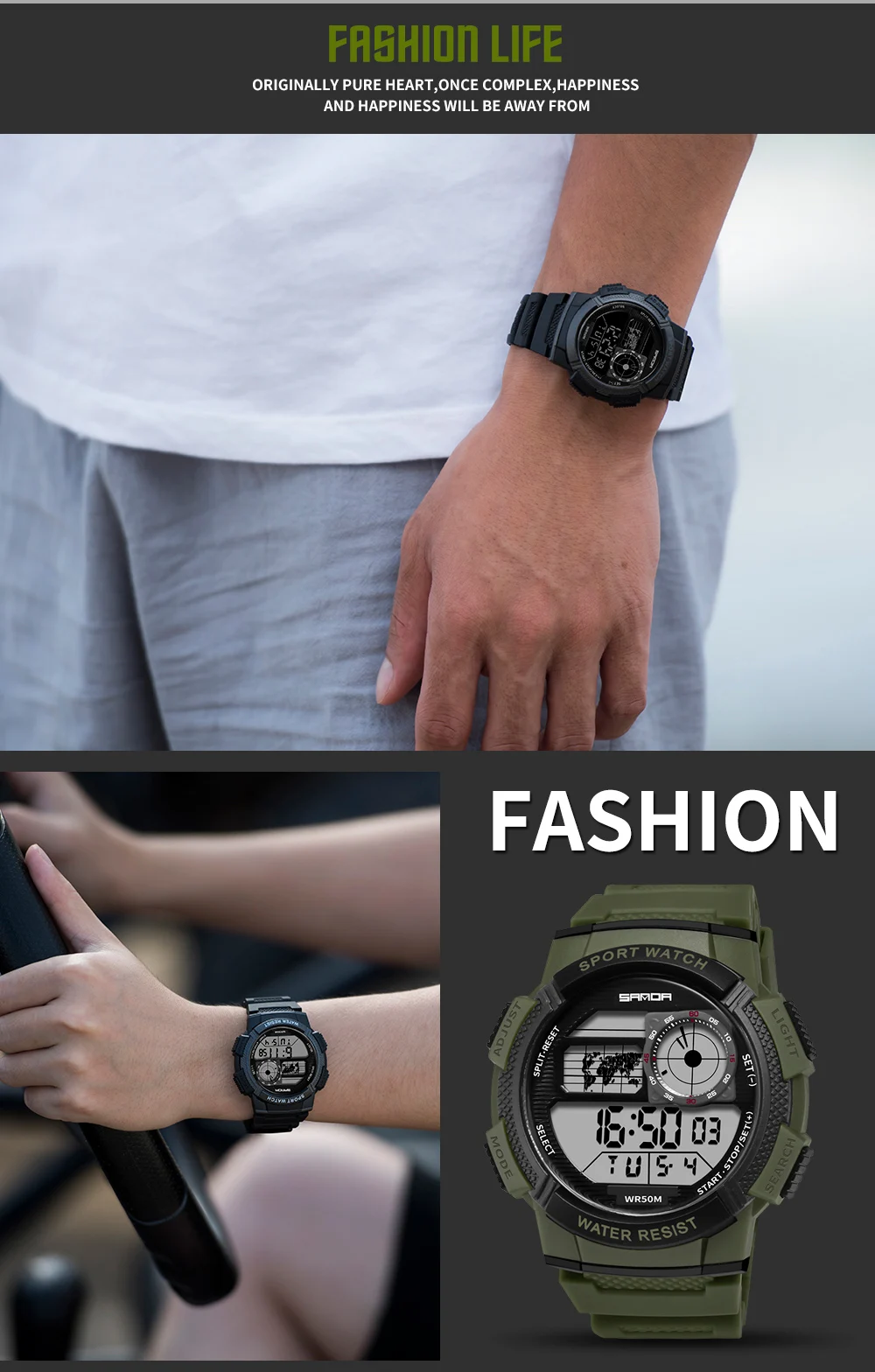 SANDA мужские водонепроницаемые электронные часы мужские светодиодный цифровые часы мужские модные спортивные военные наручные часы Relogio Masculino