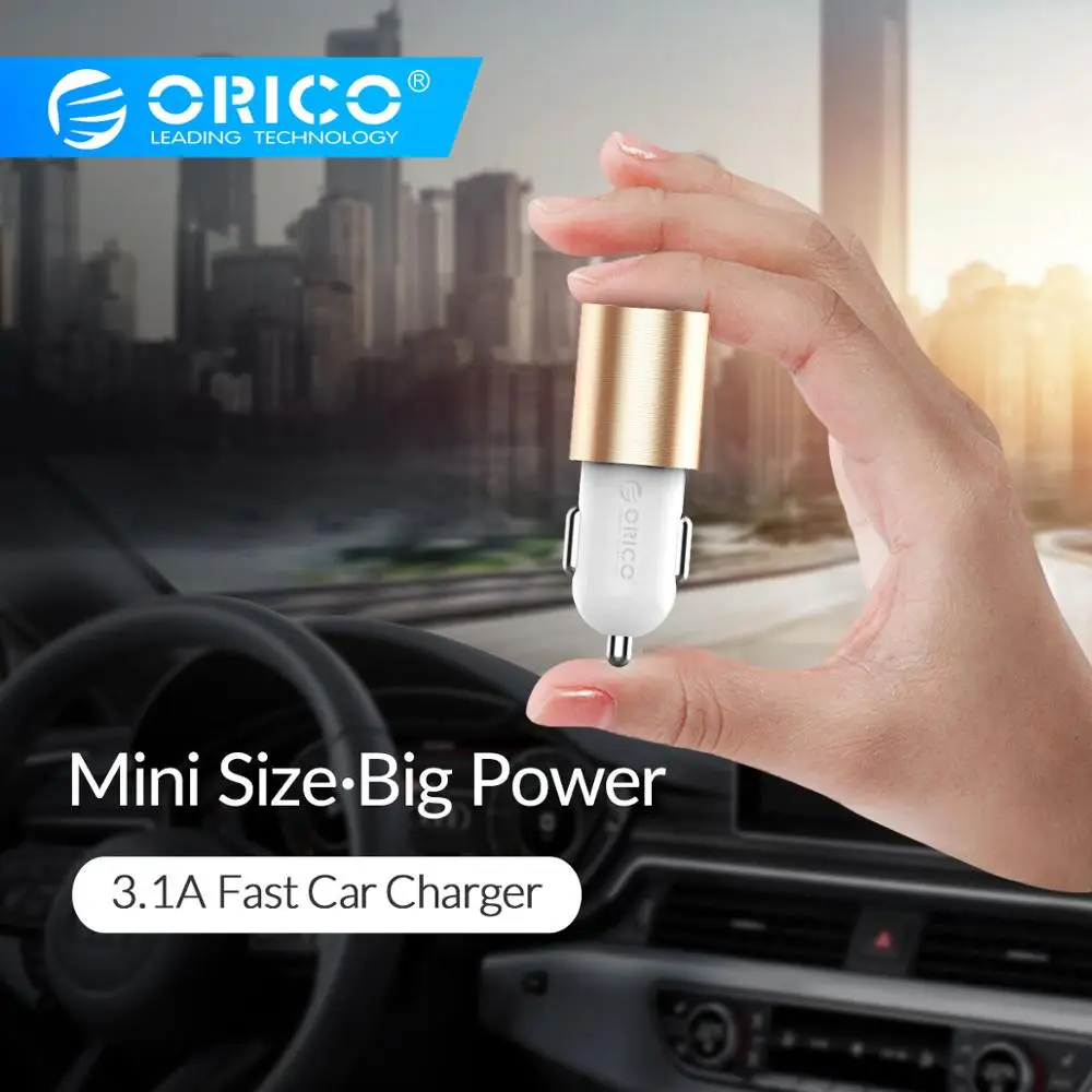 

ORICO 3.1A Quick Charge Dual Ports Type C Port + USB Port Car Charger for Huawei P30 Xiaomi iPhone Charger Car Charging 12V/24V