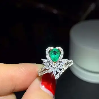

Proposal ring Natural and emerald ring 925 sterling silver Fine jewelry For men or women