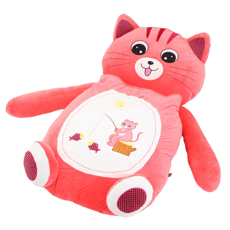 Dorimytrader 200cm X 110cm Мультфильм Pink Cat Beanbag Большой мягкий плюшевый коврик для кровати
