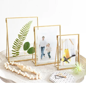 

Folded Double-Sided Picture Frames Transparent Glass Picture Frame Botanical Specimen Holder Display Stand Home Desktop Decor