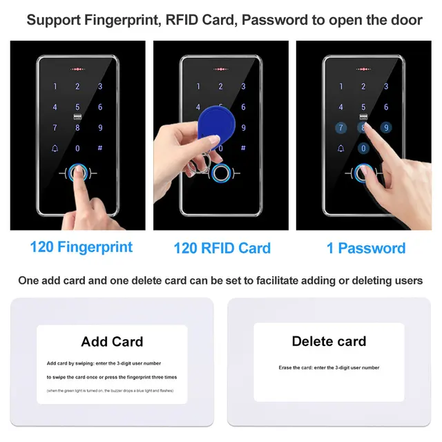 IP68 wodoodporny System kontroli dostępu do drzwi biometria klawiatura RFID + zasilacz + 180KG elektryczne zamki magnetyczne do domu 4
