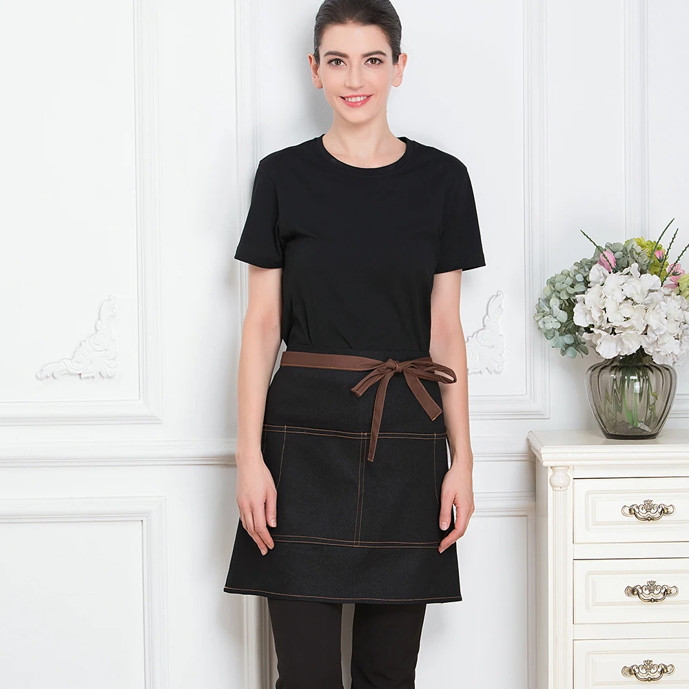 One Piece of Apron High Quality Wholesale Unisex Kitchen Hotel Coffee Shop Bakery Chef Waiter Cleaning Work Wear short Aprons