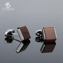 Tomye 남자의 하이 엔드 프랑스어 브라운 오팔 셔츠 커 프 스 단추 솔리드 컬러 캐주얼 간단한 패션 액세서리 결혼식 xk18s025(China)