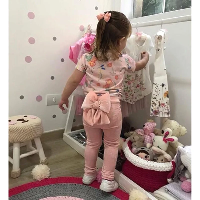 Модные штаны для девочек; Новинка года; брюки с большим бантом для маленьких девочек; детские брюки из плюша для девочек; леггинсы; одежда; костюм для девочек