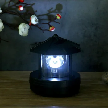 

'The Best' Solar Light Lighthouse Shape Table Desktop Rotating Light Plastic LED Light Outdoor Garden Lamp 889